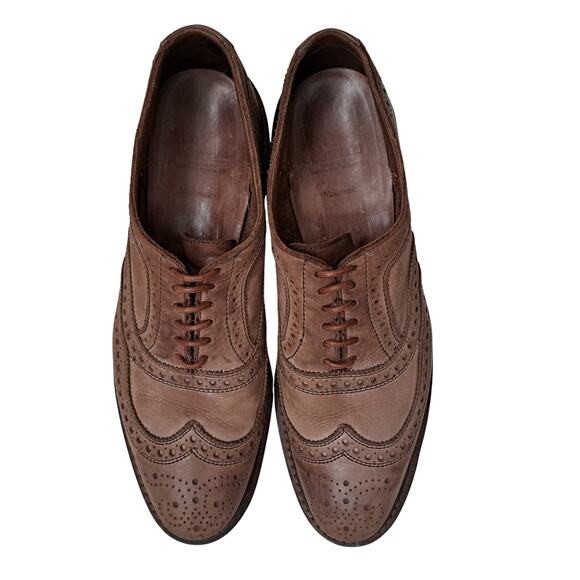 ALLEN EDMONDS Neumok Wingtip Oxford Mens 10 Brown Brogue Classic - Picture 5 of 9